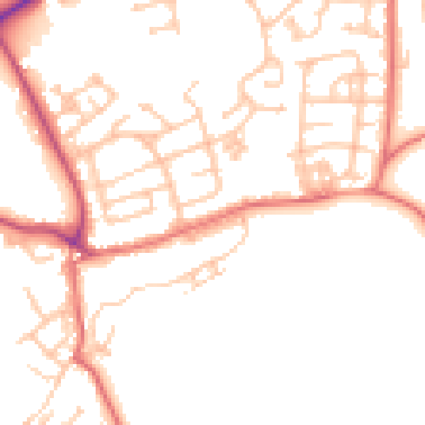 Daytime road noise heatmap for TS12 2DY