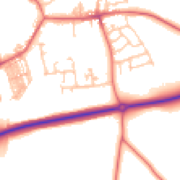 Daytime road noise heatmap for TS12 2XT