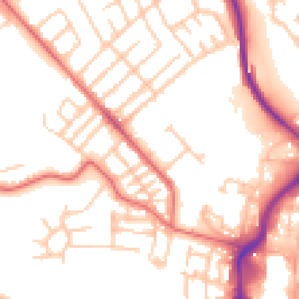 Daytime road noise heatmap for TS19 0BS