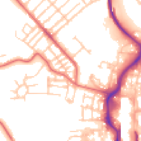 Daytime road noise heatmap for TS19 0BZ
