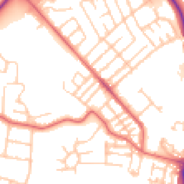 Daytime road noise heatmap for TS19 0DJ