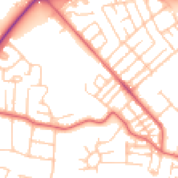 Daytime road noise heatmap for TS19 0DP