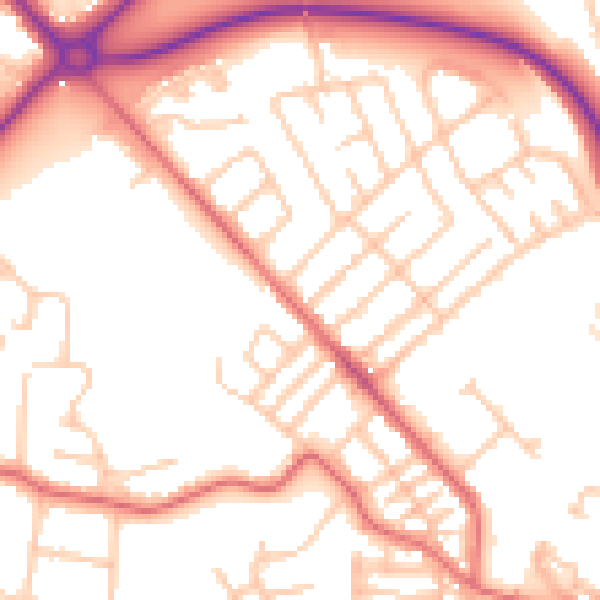 Daytime road noise heatmap for TS19 0DQ