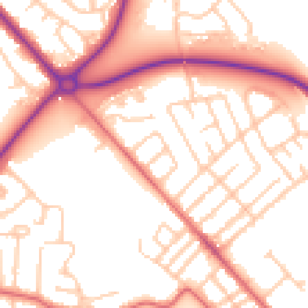 Daytime road noise heatmap for TS19 0DX