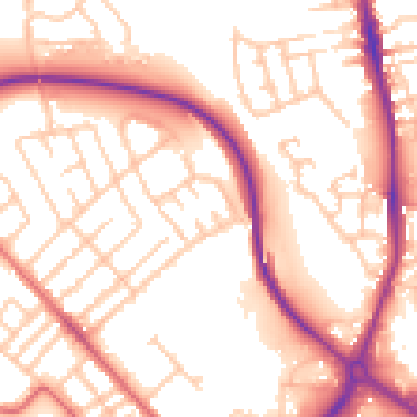 Daytime road noise heatmap for TS19 0HA