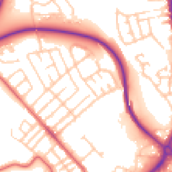 Daytime road noise heatmap for TS19 0HJ