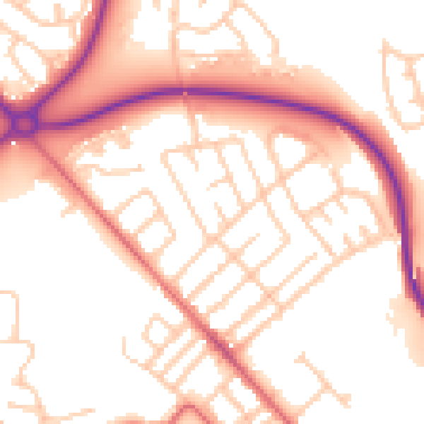 Daytime road noise heatmap for TS19 0HX
