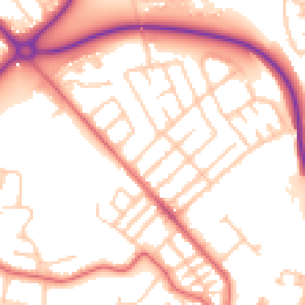 Daytime road noise heatmap for TS19 0HZ