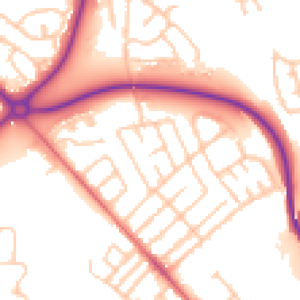 Daytime road noise heatmap for TS19 0JR