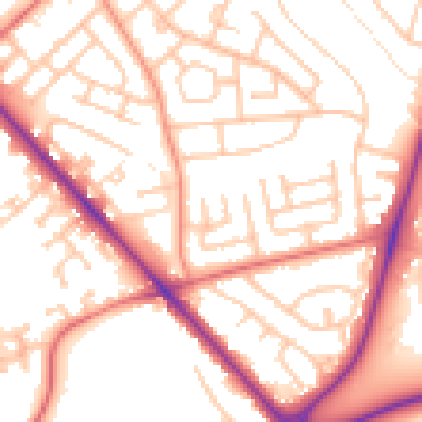 Daytime road noise heatmap for TS19 0NA