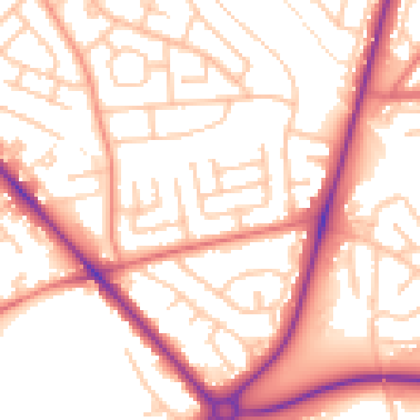 Daytime road noise heatmap for TS19 0NQ