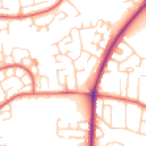 Daytime road noise heatmap for TS19 0QL
