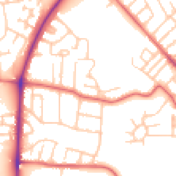 Daytime road noise heatmap for TS19 0SG