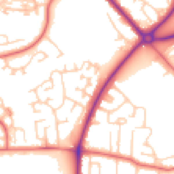 Daytime road noise heatmap for TS19 0SN