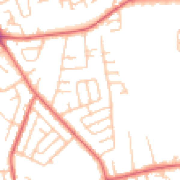 Daytime road noise heatmap for TS19 7DG