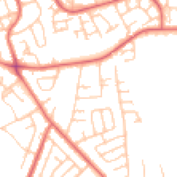 Daytime road noise heatmap for TS19 7EU