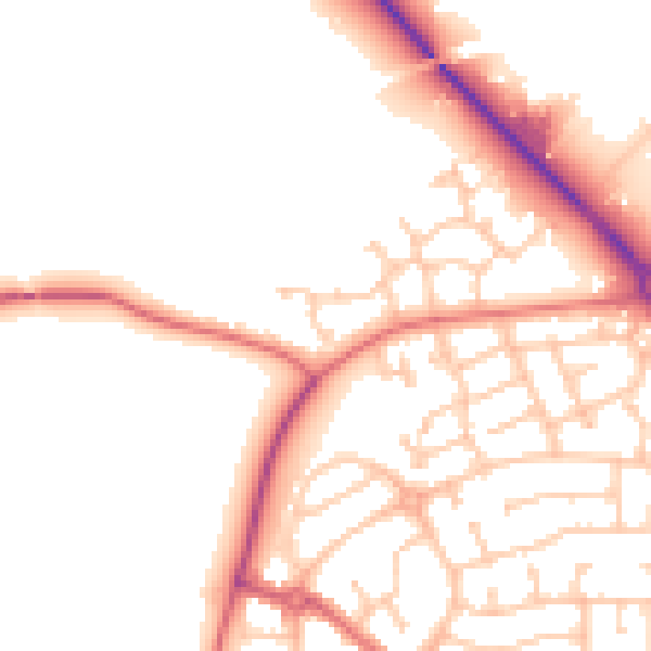 Daytime road noise heatmap for TS19 8FY
