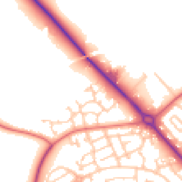 Daytime road noise heatmap for TS19 8GJ