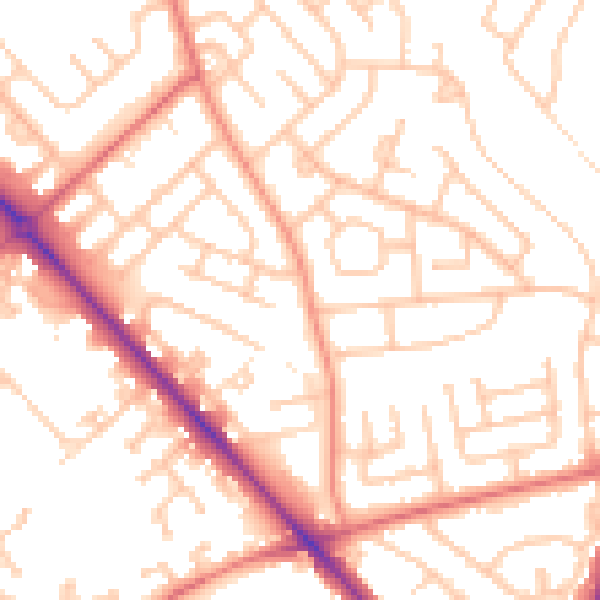 Daytime road noise heatmap for TS19 9AT