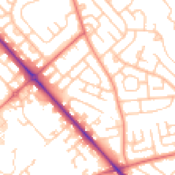 Daytime road noise heatmap for TS19 9BG