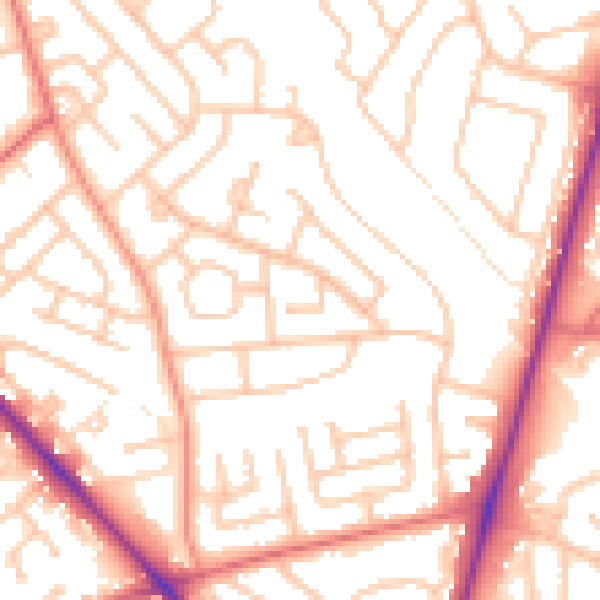 Daytime road noise heatmap for TS19 9DE