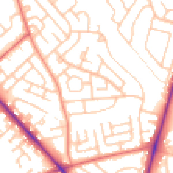 Daytime road noise heatmap for TS19 9DL