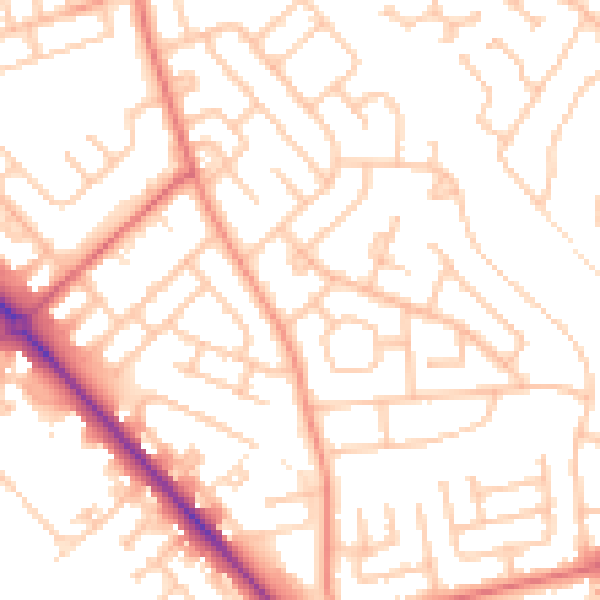 Daytime road noise heatmap for TS19 9DP
