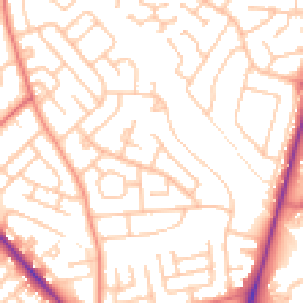 Daytime road noise heatmap for TS19 9ED