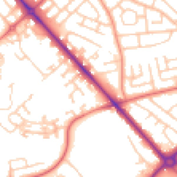 Daytime road noise heatmap for TS19 9ES