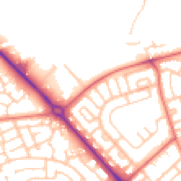 Daytime road noise heatmap for TS19 9NB