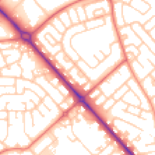 Daytime road noise heatmap for TS19 9NJ