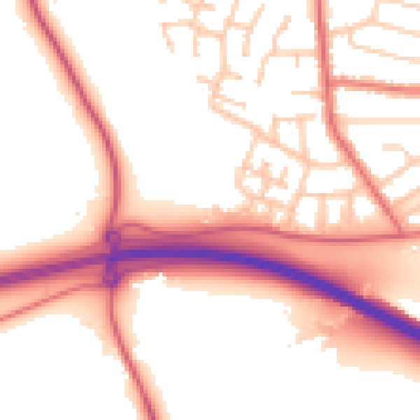 Daytime road noise heatmap for TS21 1AB