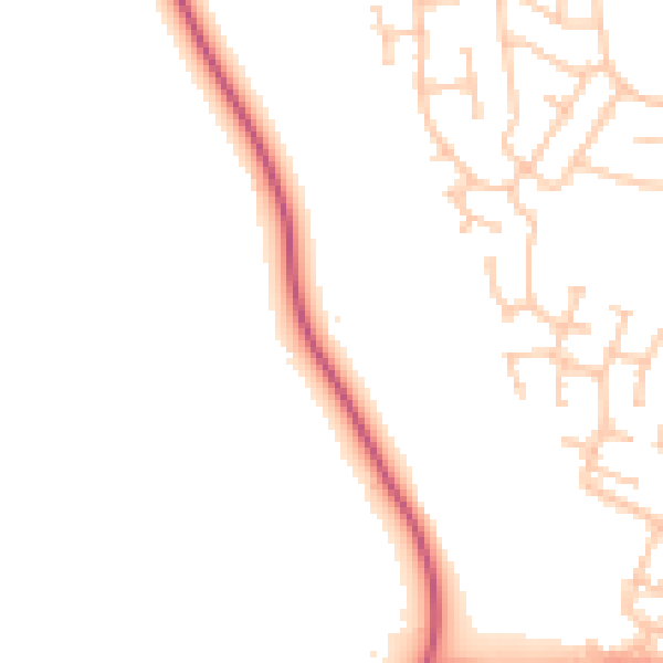 Daytime road noise heatmap for TS21 1AU