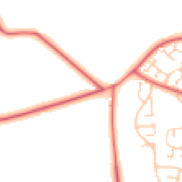 Daytime road noise heatmap for TS21 1BB