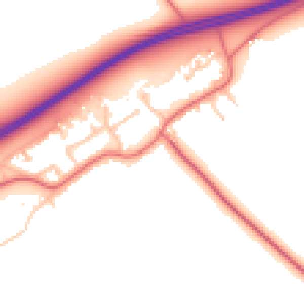 Daytime road noise heatmap for TS21 1DD