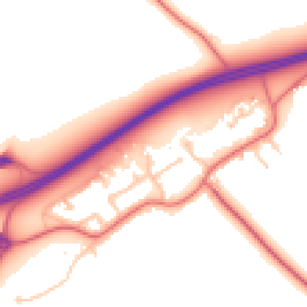 Daytime road noise heatmap for TS21 1DN