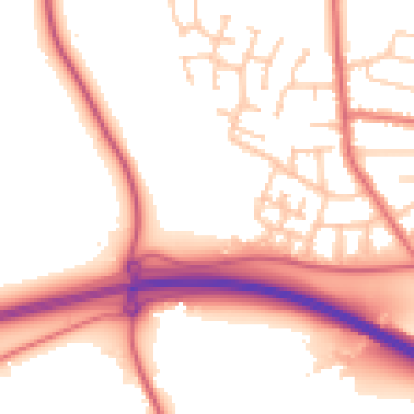 Daytime road noise heatmap for TS21 1GG