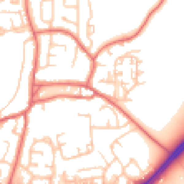 Daytime road noise heatmap for TS21 2AR