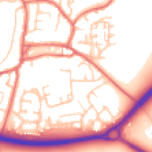 Daytime road noise heatmap for TS21 2AS