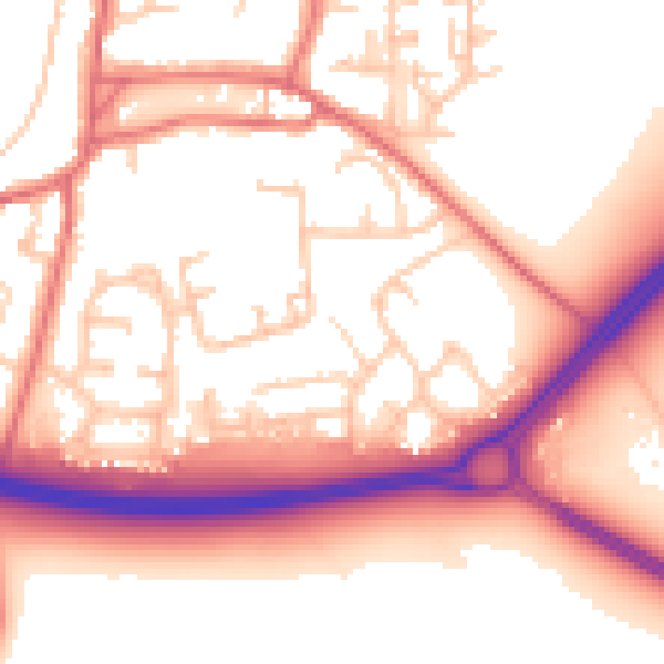Daytime road noise heatmap for TS21 2BG