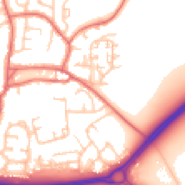 Daytime road noise heatmap for TS21 2EF