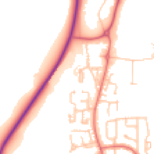Daytime road noise heatmap for TS21 2EG