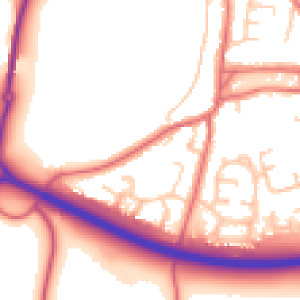 Daytime road noise heatmap for TS21 2JT