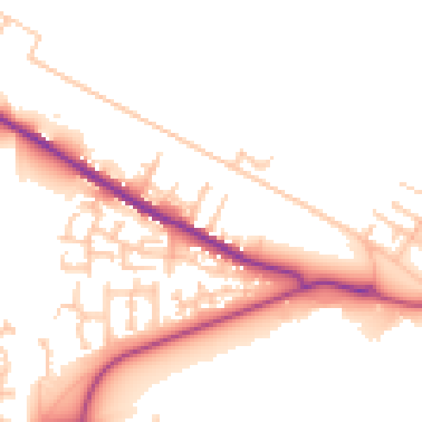 Daytime road noise heatmap for TS24 0BJ