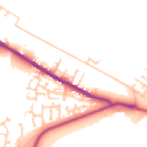 Daytime road noise heatmap for TS24 0BS