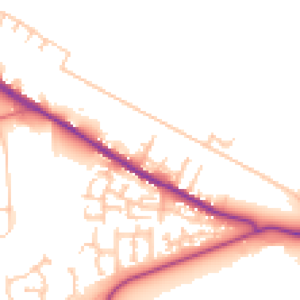 Daytime road noise heatmap for TS24 0BU