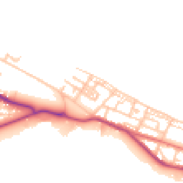 Daytime road noise heatmap for TS24 0DW