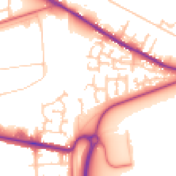 Daytime road noise heatmap for TS24 0TF