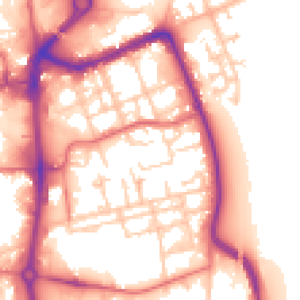 Daytime road noise heatmap for TS24 7NW