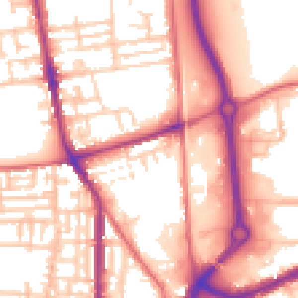 Daytime road noise heatmap for TS24 8DB